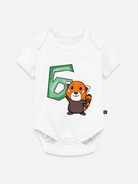 6. Geburtstag Motiv Roter Panda - sechs Jahre alt - Baby Premium Kurzarmbody - Weiß
