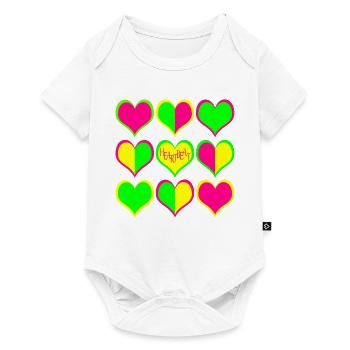 Neon Herzen Muster HeartBeat - Baby Premium Kurzarmbody - Weiß - Vorne
