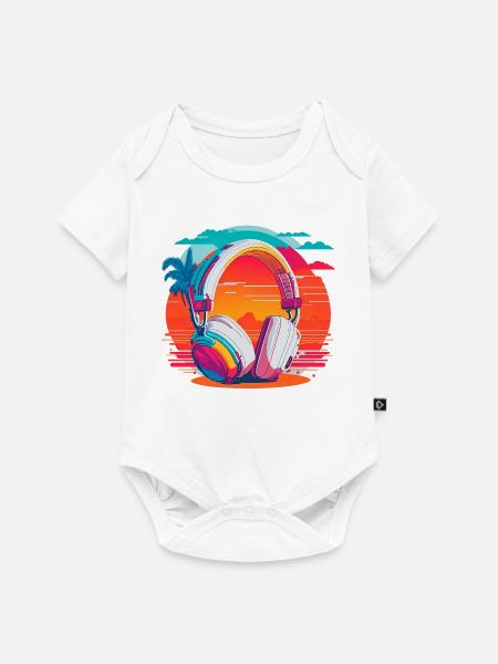 80s Kopfhörer - Baby Premium Kurzarmbody - Weiß