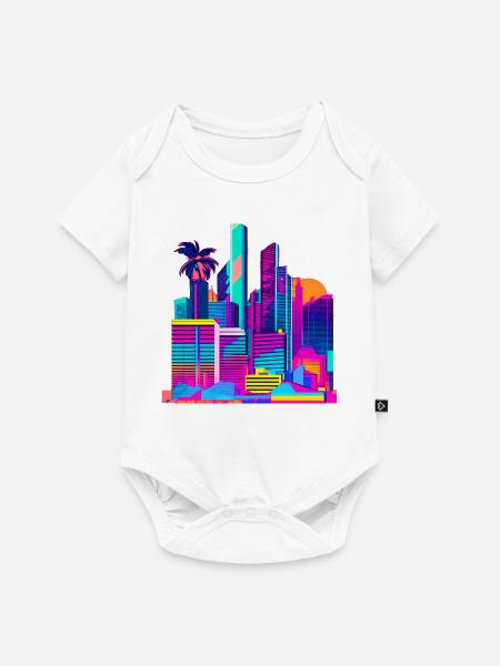 80s Skyline - Baby Premium Kurzarmbody - Weiß