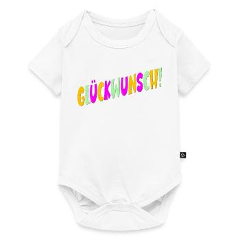 Geburtstagsgrüße Schriftzug Glückwunsch Abschluss - Baby Premium Kurzarmbody - Weiß - Vorne