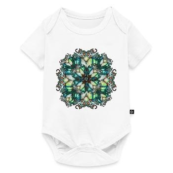 Rosace Art Nouveau en verre transparent - Body à manches courtes Premium Bébé - blanc - Devant