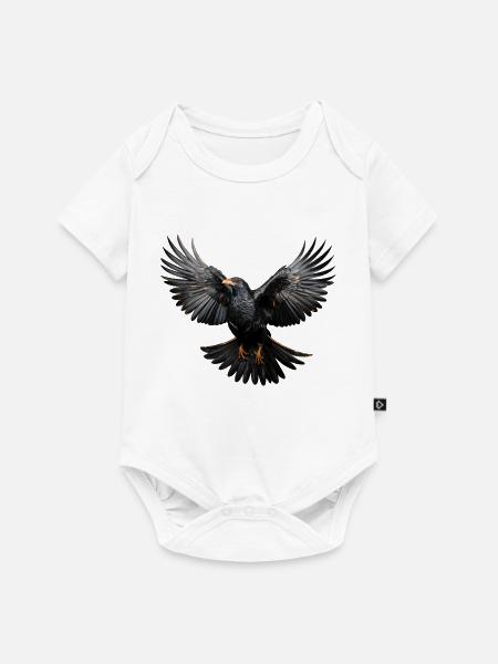Alpendohle im Flug – Alpen Vogelmotiv - Baby Premium Kurzarmbody - Weiß