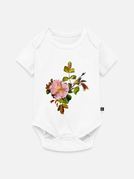 Zarte Rosa Rosenblüte - Baby Premium Kurzarmbody - Weiß