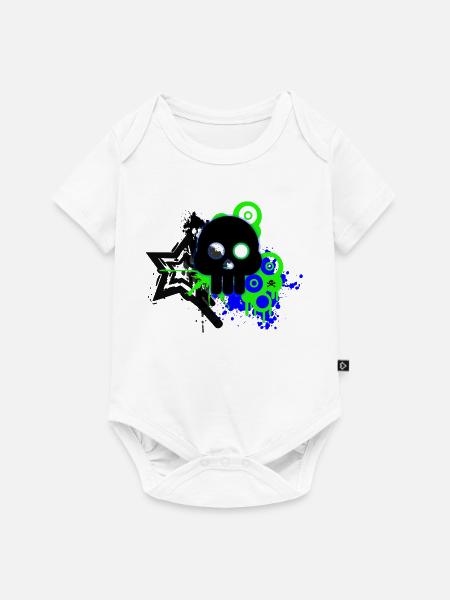 Neon Schädel Spritzer - Baby Premium Kurzarmbody - Weiß
