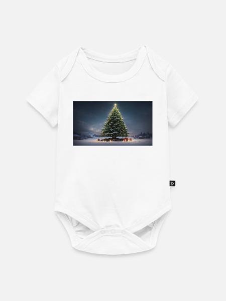 Winterlicher Weihnachtsbaum mit Geschenken - Baby Premium Kurzarmbody - Weiß