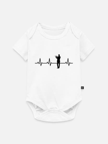 Flötenspieler Herzschlag - Baby Premium Kurzarmbody - Weiß