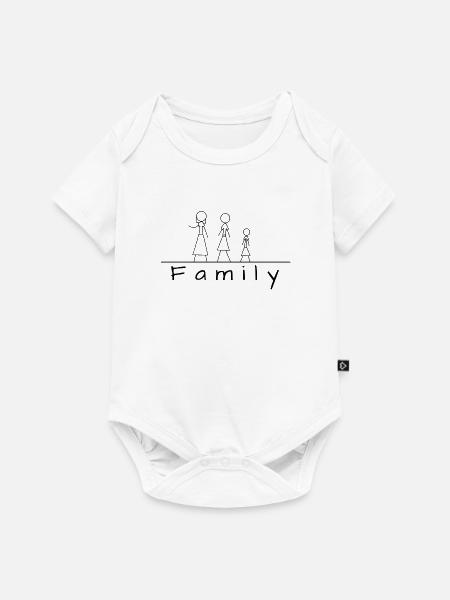 Strichmännchenfamilie - Baby Premium Kurzarmbody - Weiß