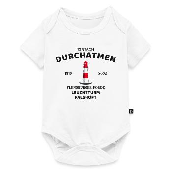 Flensburger Förde, Leuchtturm Falshöft, Durchatmen - Baby Premium Kurzarmbody - Weiß - Vorne