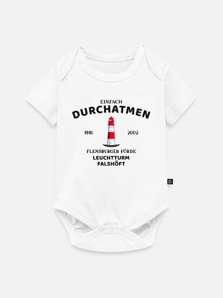 Flensburger Förde, Leuchtturm Falshöft, Durchatmen - Baby Premium Kurzarmbody - Weiß