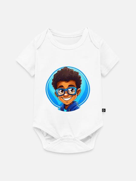 Lebhafter Kinderporträt mit Brille - Baby Premium Kurzarmbody - Weiß