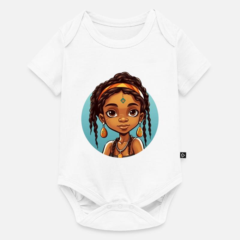 Afro Schwarz Kind Junge Mädchen Ethno Geschenkidee - Baby Premium Kurzarmbody - Weiß