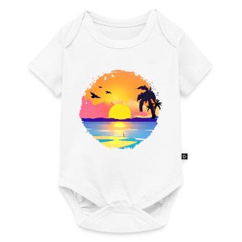 Summer Sunset Beach Watercolor - Baby Premium short-sleeve bodysuit - white - Front