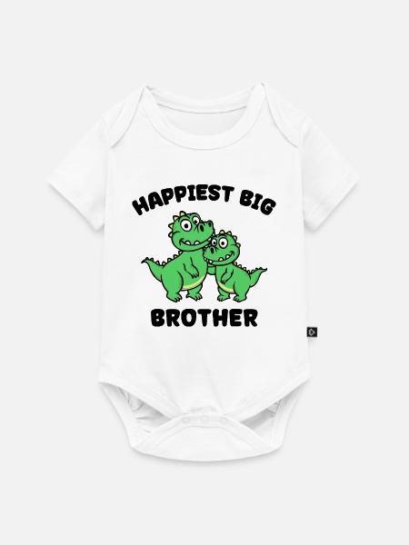 Dino Geschwisterliebe Großer Bruder Statement - Baby Premium Kurzarmbody - Weiß