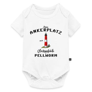 Pellworm, Ankerplatz Glücksgefühle, Leuchtturm - Baby Premium Kurzarmbody - Weiß - Vorne