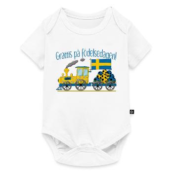 Grattis på födelsedagen Sweden Flag Football - Baby Premium short-sleeve bodysuit - white - Front