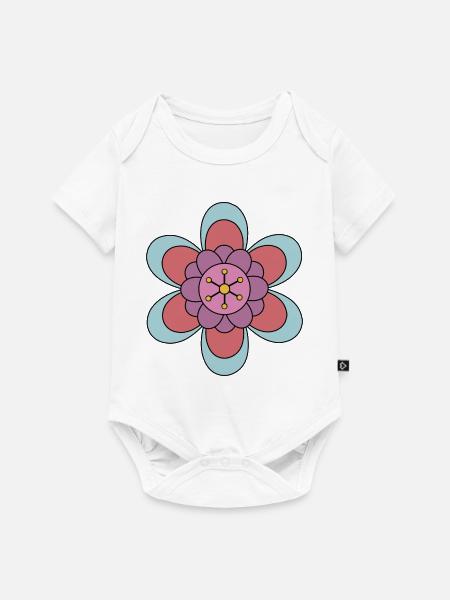 Niedliche Funky Hippie Boho Blume - Baby Premium Kurzarmbody - Weiß