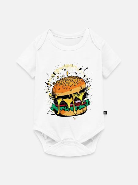 Cheeseburger Comic Burger - Baby Premium Kurzarmbody - Weiß