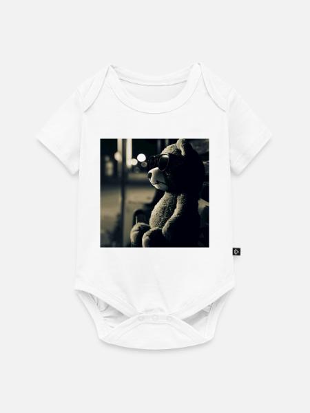 Teddy is wating - Baby Premium Kurzarmbody - Weiß