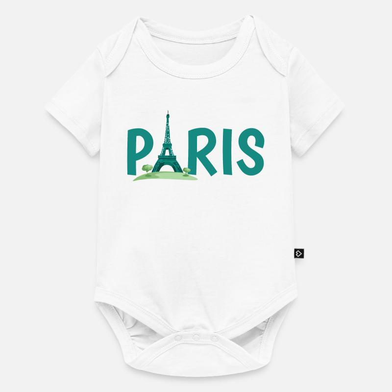 Horizon de Paris avec l’illustration de la Tour Eiffel - Body à manches courtes Premium Bébé - blanc