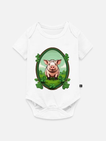 Glücksschweinchen - Baby Premium Kurzarmbody - Weiß