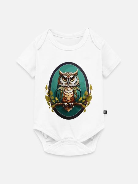 Eule - Baby Premium Kurzarmbody - Weiß