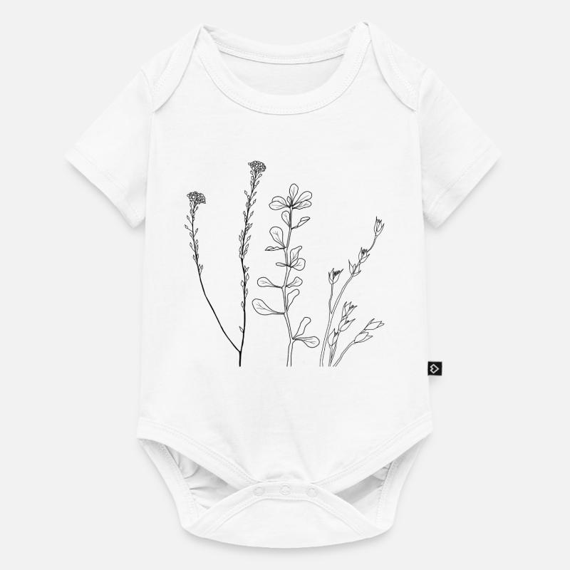 Art au trait floral - Body à manches courtes Premium Bébé - blanc