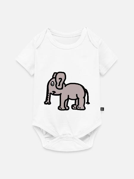Elefant Dicker Dickhäuter Trampeltier Kinder Zoo - Baby Premium Kurzarmbody - Weiß