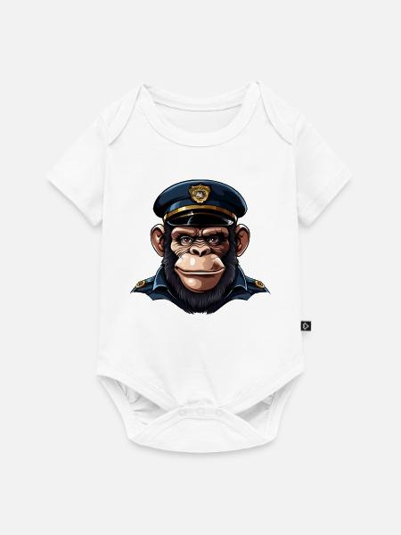 Schimpansen Polizistin - Baby Premium Kurzarmbody - Weiß