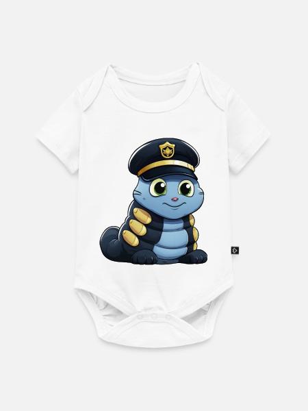 Polizei Raupe - Baby Premium Kurzarmbody - Weiß