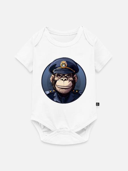 Affen Polizistin - Baby Premium Kurzarmbody - Weiß