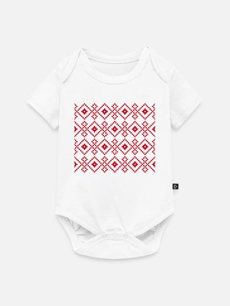 Weihnachtlicher einfarbiger Pullover (rot) - Baby Premium Kurzarmbody - Weiß