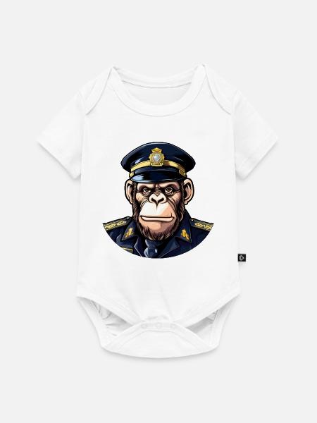 Schimpansen Polizist - Baby Premium Kurzarmbody - Weiß