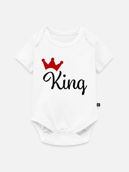 King mit Krone - Baby Premium Kurzarmbody - Weiß