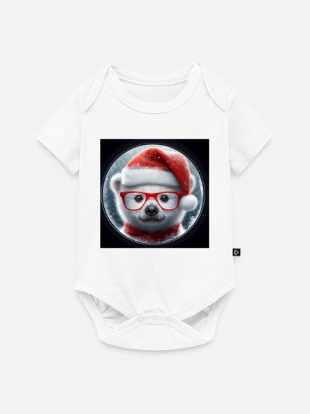 Eisbär Baby als Weihnachtsmann - Baby Premium Kurzarmbody - Weiß