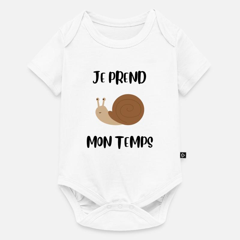 Je prend mon temps comme un escargot - Body à manches courtes Premium Bébé - blanc