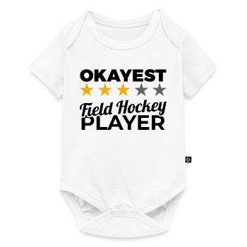 Drôle de joueur de hockey sur gazon - Body à manches courtes Premium Bébé - blanc - Devant