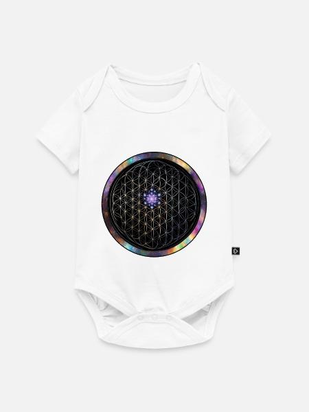 Blume der Leben Kosmos Kreis - Baby Premium Kurzarmbody - Weiß