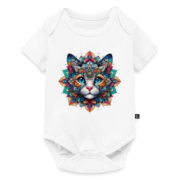 Cat decorated with Mandalas - Baby Premium short-sleeve bodysuit - white - Front
