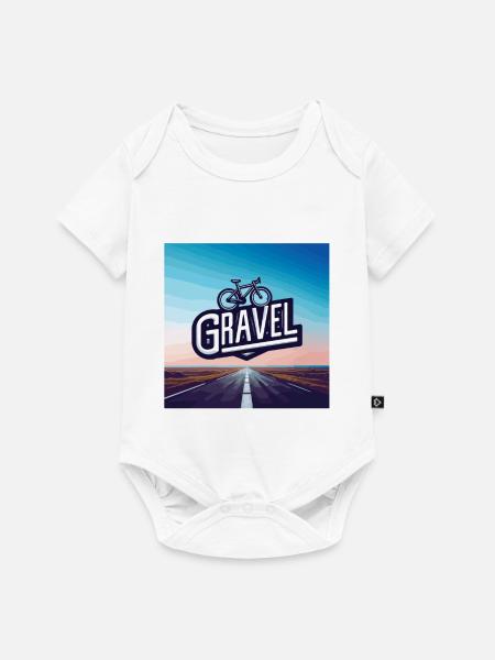 Gravelbike auf der Straße - Baby Premium Kurzarmbody - Weiß
