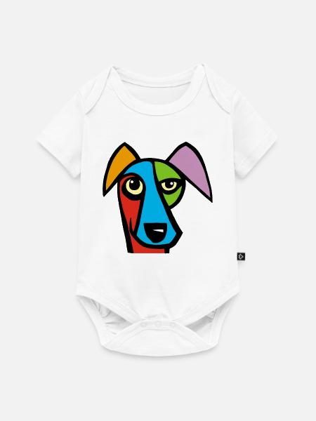 Lustiger Hund - Baby Premium Kurzarmbody - Weiß