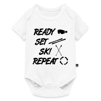 Drôle de dicton de skieur - Body à manches courtes Premium Bébé - blanc - Devant