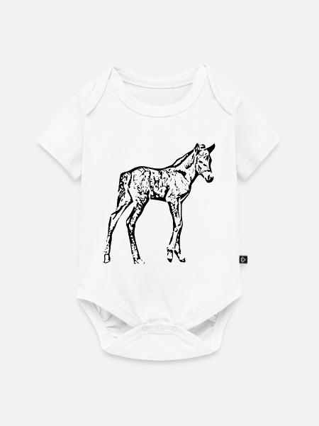 Pferde T-shirt Geschenk Reiter  - Baby Premium Kurzarmbody - Weiß