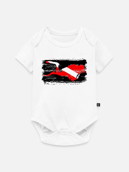 Diagonal Crimson Splash auf Schwarz - Baby Premium Kurzarmbody - Weiß