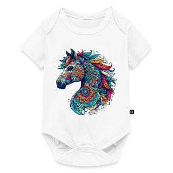 Pferd mit Mandalas verziert - Baby Premium Kurzarmbody - Weiß - Vorne