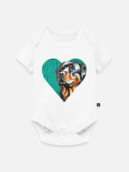 Rottweiler Portrait - Baby Premium Kurzarmbody - Weiß