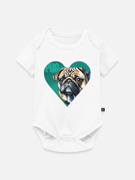 Mops Portrait - Baby Premium Kurzarmbody - Weiß