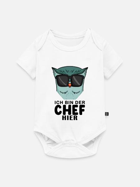 Chef Spruch mit Eule Motiv - Baby Premium Kurzarmbody - Weiß