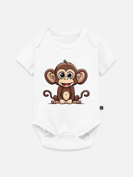 Cartoon Affe süßes Design - Baby Premium Kurzarmbody - Weiß