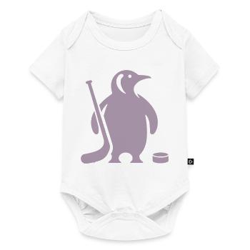 Minimalistische Pinguin Eishockey Silhouette - Baby Premium Kurzarmbody - Weiß - Vorne